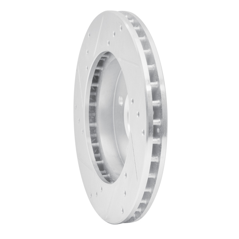 Mitsubishi Lancer Brake Rotor (1) - Front Right - R1 Concepts - Drilled & Slotted - Silver - `98-`07